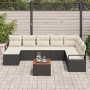 Conjunto de Sofás de Jardín de 9 Piezas con Cojines Poliratán Negro Acacia | Foro24.es | Tu tienda online para hogar, jardín y más Foro24.es