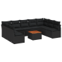 Conjunto de Sofá de Jardín de 10 Piezas con Cojines Negro Poliratán Acacia | Foro24.es | Tu tienda online para hogar, jardín y más Foro24.es
