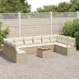 Juego de Sofás de Jardín de 11 Piezas con Cojines Beige Ratán de Poliéster Acacia by , Outdoor sofas - Ref: Foro24-3347757, P...