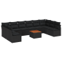 Conjunto de Sofás de Jardín de 11 Piezas con Cojines Poliratán Negro Acacia | Foro24.es | Tu tienda online para hogar, jardín y más Foro24.es