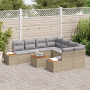 Juego de Sofá de Jardín de 9 Piezas con Cojines Beige Ratán Sintético Teca by , Outdoor sofas - Ref: Foro24-3348056, Price: 5...
