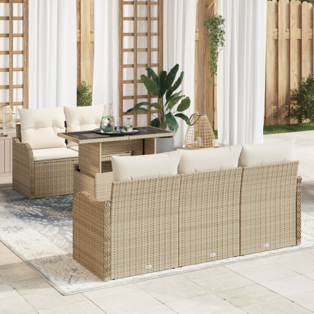 Juego de Sofá de Jardín de 6 Piezas con Cojines Ratán Poliéster Beige | Foro24.es | Tu tienda online para hogar, jardín y más Foro24.es
