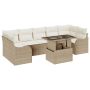 Conjunto de Sofá de Jardín de 8 Piezas con Cojines Beige Ratán de Poliéster de , Sofás de exterior - Ref: Foro24-3348417, Pre...