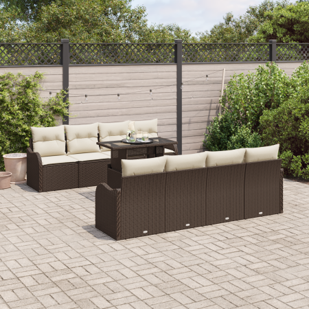 Set de Sofá de Jardín de 9 Piezas con Cojines Marrón Ratán Sintético | Foro24.es | Tu tienda online para hogar, jardín y más Foro24.es