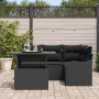 Set de Sofá de Jardín de 5 Piezas con Cojines de Ratán Polibuteno Negro by , Outdoor sofas - Ref: Foro24-3348459, Price: 392,...