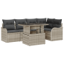Conjunto de Sofá de Jardín de 6 Piezas con Cojines Gris Claro de Ratán Poliéster de , Sofás de exterior - Ref: Foro24-3348468...