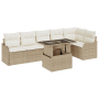 Juego de Sofá de Jardín de 7 Piezas con Cojines Beige Ratán Poliéster de , Sofás de exterior - Ref: Foro24-3348477, Precio: 5...