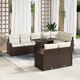 Set de Sofá de Jardín de 9 Piezas con Cojines