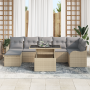 Conjunto de Sofá de Jardín de 8 Piezas con Cojines Beige Ratán Poliéster von , Outdoor-Sofas - Ref: Foro24-3348506, Preis: 53...