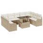 Conjunto de Sofá de Jardín  de 10 Piezas con Cojines Beige Ratán Poliéster | Foro24.es | Tu tienda online para hogar, jardín y más Foro24.es