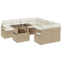 Conjunto de Sofá de Jardín de 9 Piezas con Cojines Beige Ratán Poliéster von , Outdoor-Sofas - Ref: Foro24-3348797, Preis: 63...
