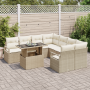 Conjunto de Sofá de Jardín de 9 Piezas con Cojines Beige Ratán Poliéster von , Outdoor-Sofas - Ref: Foro24-3348797, Preis: 63...