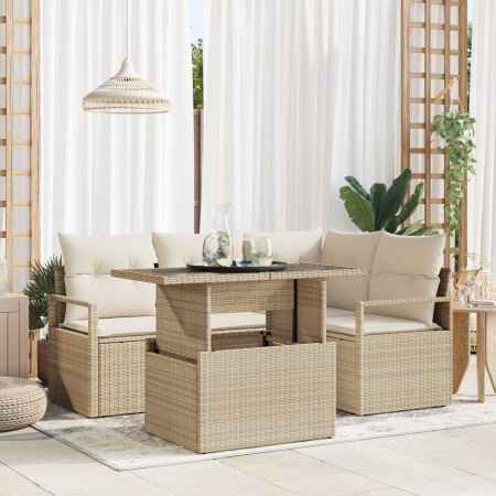 Conjunto de Sofás de Jardín de 5 Piezas con Cojines Ratán Beige von , Outdoor-Sofas - Ref: Foro24-3348817, Preis: 400,29 €, R...