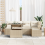 Conjunto de Sofá de Jardín de 6 Piezas con Cojines Beige Ratán Poliéster by , Outdoor sofas - Ref: Foro24-3348827, Price: 454...