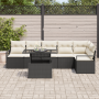 Conjunto de Sofás de Jardín de 7 Piezas con Cojines Negro Rattan Poliéster | Foro24.es | Tu tienda online para hogar, jardín y más Foro24.es