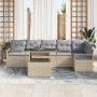 Juego de Sofá de Jardín de 7 Piezas con Cojines Beige de Ratán Poliéster de , Sofás de exterior - Ref: Foro24-3348836, Precio...