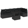 Conjunto de Sofás de Jardín  de 7 Piezas con Cojines Negro Ratán Sintético | Foro24.es | Tu tienda online para hogar, jardín y más Foro24.es