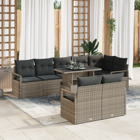 Conjunto de Sofás de Jardín de 9 Piezas con Cojines Gris de Ratán de Polietileno von , Outdoor-Sofas - Ref: Foro24-3348845, P...