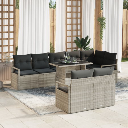 Conjunto de Sofás de Jardín de 9 Piezas con Cojines Gris Claro Ratán Poliéster von , Outdoor-Sofas - Ref: Foro24-3348848, Pre...