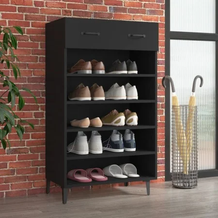 Schwarzer Schuhschrank aus Sperrholz 60x35x105 cm von vidaXL, Schuhregale und Schuhorganisatoren - Ref: Foro24-812790, Preis:...