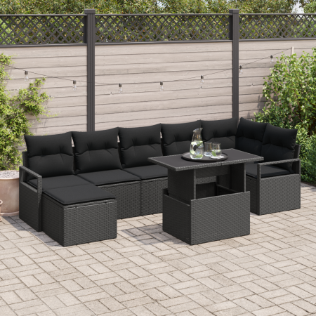 Conjunto de Sofás de Jardín de 8 Piezas con Cojines Ratán Poliéster Negro | Foro24.es | Tu tienda online para hogar, jardín y más Foro24.es