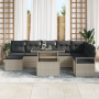 Conjunto de Sofá de Jardín  de 9 Piezas con Cojines Gris Claro de Ratán Poli | Foro24.es | Tu tienda online para hogar, jardín y más Foro24.es