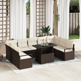 Conjunto de sofá de jardín de 10 piezas con