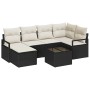 Conjunto de sofá de jardín 7 pcs Negro Poliratán