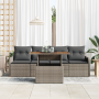 Conjunto de Sofás de Jardín  de 5 Piezas con Cojines Gris Poliratán Acacia | Foro24.es | Tu tienda online para hogar, jardín y más Foro24.es