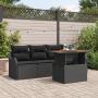 Set de Sofá de Jardín de 5 piezas con Cojines Ratán Poliratán Negro Acacia de , Sofás de exterior - Ref: Foro24-3349393, Prec...