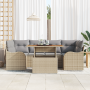 Conjunto de Sofá de Jardín de 7 Piezas con Cojines Beige Ratán Polímero Acacia von , Outdoor-Sofas - Ref: Foro24-3349412, Pre...