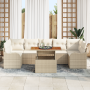 Conjunto de Sofá de Jardín de 8 Piezas con Cojines Beige Ratán Poli Acacia von , Outdoor-Sofas - Ref: Foro24-3349427, Preis: ...