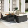 Conjunto de Sofá de Jardín  de 9 Piezas con Cojines Negro Poliratán Acacia | Foro24.es | Tu tienda online para hogar, jardín y más Foro24.es