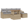 Conjunto de Sofá de Jardín de 6 Piezas con Cojines Beige de Poliratán y Acacia by , Outdoor sofas - Ref: Foro24-3349447, Pric...