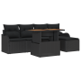 Juego de Sofás de Jardín de 6 Piezas con Almohadas en Ratan Negro y Acacia by , Outdoor sofas - Ref: Foro24-3349449, Price: 3...