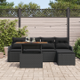 Juego de Sofás de Jardín de 6 Piezas con Almohadas en Ratan Negro y Acacia by , Outdoor sofas - Ref: Foro24-3349449, Price: 3...