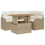 Set de Sofá de Jardín de 5 Piezas con Cojines Beige de Rattan de Polietileno Acacia by , Outdoor sofas - Ref: Foro24-3349455,...