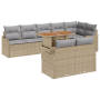 Juego de Sofás de Jardín de 9 Piezas con Cojines Beige Ratán Poliéster Acacia by , Outdoor sofas - Ref: Foro24-3349475, Price...