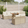 Juego de sofá de jardín de 9 piezas con cojines Beige Ratán de poliéster Acacia by , Outdoor sofas - Ref: Foro24-3349476, Pri...