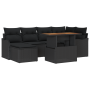 Juego de Sofá de Jardín de 7 Piezas con Cojines Negro de Ratán Poliéster Acacia by , Outdoor sofas - Ref: Foro24-3349484, Pri...