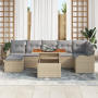 Conjunto de Sofá de Jardín de 8 Piezas con Cojines Beige de Ratán Poli Acacia von , Outdoor-Sofas - Ref: Foro24-3349489, Prei...