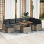 Conjunto de Sofá de Jardín de 9 Piezas con Cojines Ratán Poliéster Gris Acacia | Foro24.es | Tu tienda online para hogar, jardín y más Foro24.es