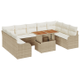 Conjunto de Sofá de Jardín de 10 Piezas con Cojines Beige Ratán Poliéster Acacia von , Outdoor-Sofas - Ref: Foro24-3349504, P...
