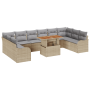 Juego de Sofás de Jardín de 11 Piezas con Cojines Beige Ratán Polipropileno Acacia by , Outdoor sofas - Ref: Foro24-3349510, ...