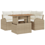 Conjunto de Jardín de 5 Piezas con Cojines Beige de Ratán PE Acacia | Foro24.es | Tu tienda online para hogar, jardín y más Foro24.es