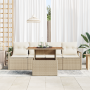 Juego de Sofá de Jardín de 5 Piezas con Cojines Beige Ratán Polipropileno Acacia by , Outdoor sofas - Ref: Foro24-3349644, Pr...