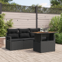 Conjunto de Sofás de Jardín de 5 Piezas con Cojines de Ratán Poliéster Negro y Acacia | Foro24.es | Tu tienda online para hogar, jardín y más Foro24.es