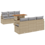 Juego de Sofá de Jardín de 7 Piezas con Cojines Beige Poliratán Acacia | Foro24.es | Tu tienda online para hogar, jardín y más Foro24.es