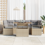 Conjunto de Sofá de Jardín de 7 Piezas con Cojines Beige de Ratan de Polietileno Acacia by , Outdoor sofas - Ref: Foro24-3349...