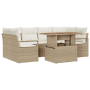 Set de Sofás de Jardín de 7 Piezas con Cojines Beige Polirattan Acacia by , Outdoor sofas - Ref: Foro24-3349665, Price: 509,9...